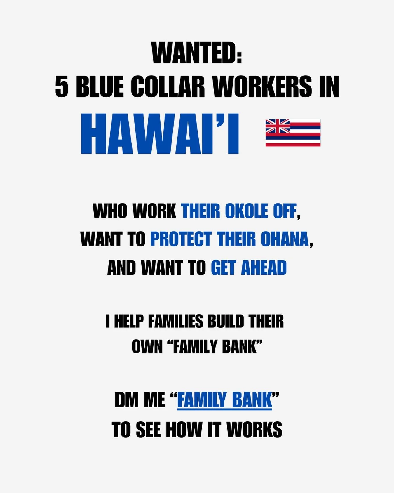 ‼️If this sounds like you, send me a DM that says &ldquo;FAMILY BANK.&rdquo; 

Many hardworking folks in Hawai&lsquo;i are looking for a better way to control their money without depending only on banks or the stock market. 

This is about learning a