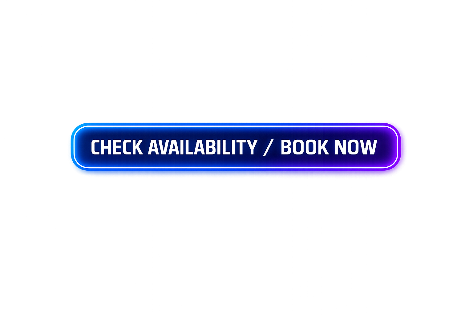 A digital neon sign with a gradient blue and purple background displaying the message "Check Availability / Book Now" in bold white letters.