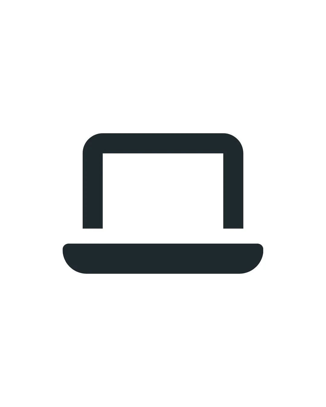 Icon of a laptop computer in black on a white background.