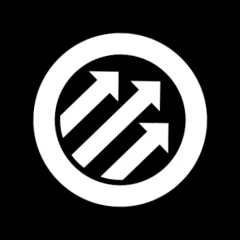 Logo featuring three upward arrows inside a circle.