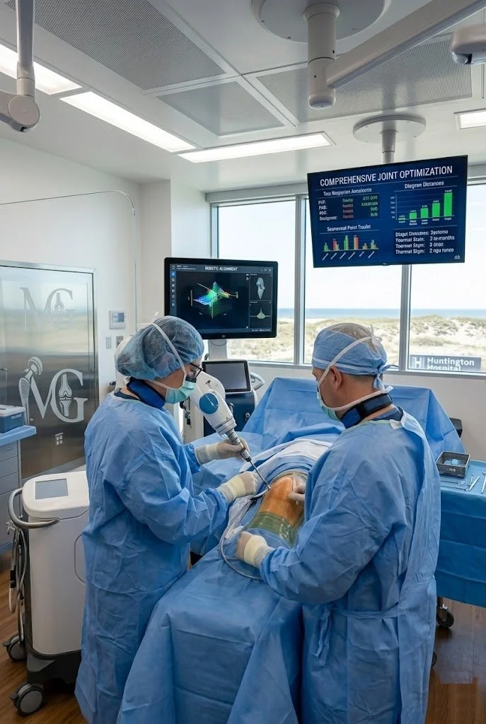 Medical professionals performing a procedure using a specialized device in a modern hospital room with monitors displaying medical data.