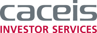 Logo of Caceis Investor Services with the company name in gray and red text.