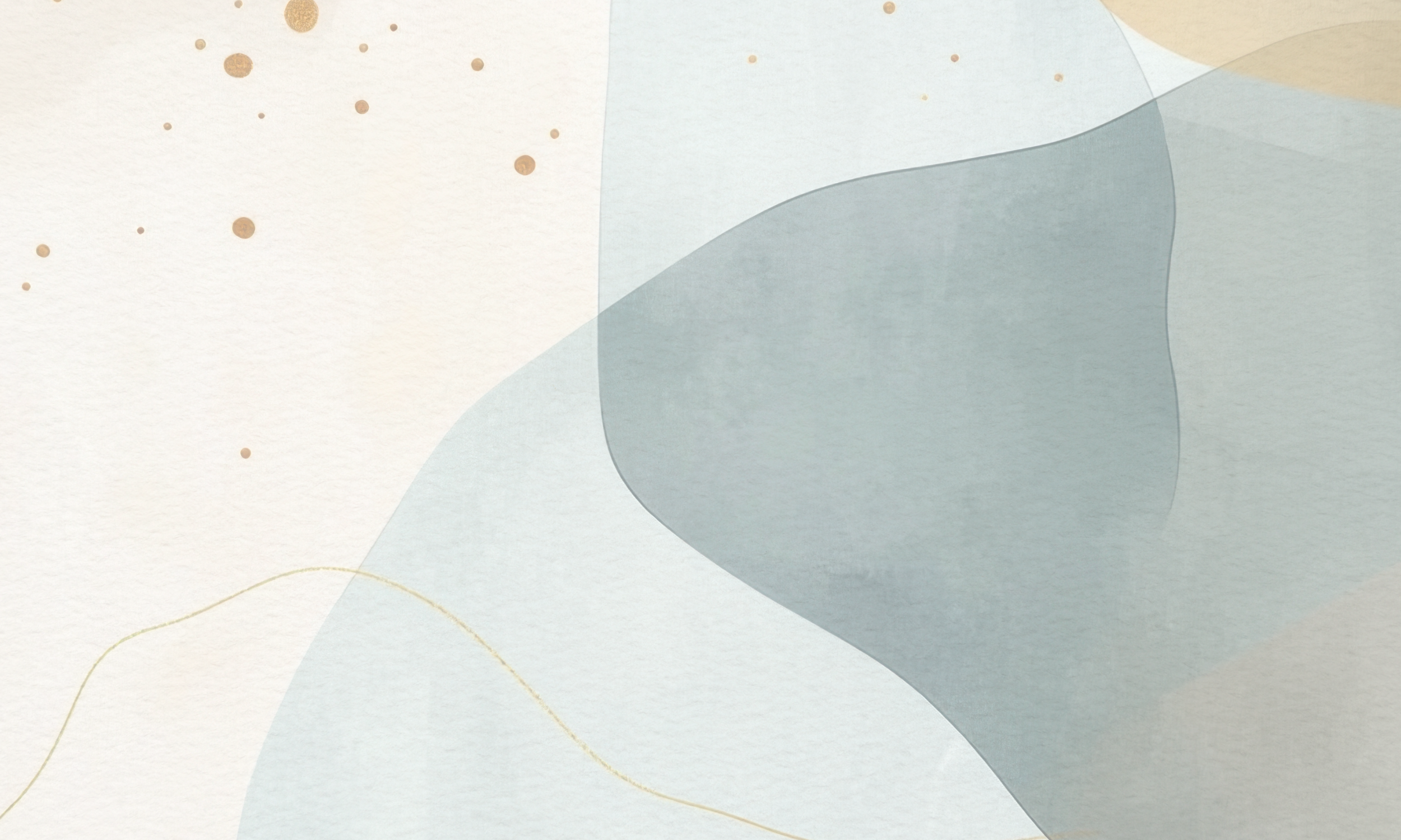 Abstract art with soft pastel colors, irregular shapes, and small circular details.