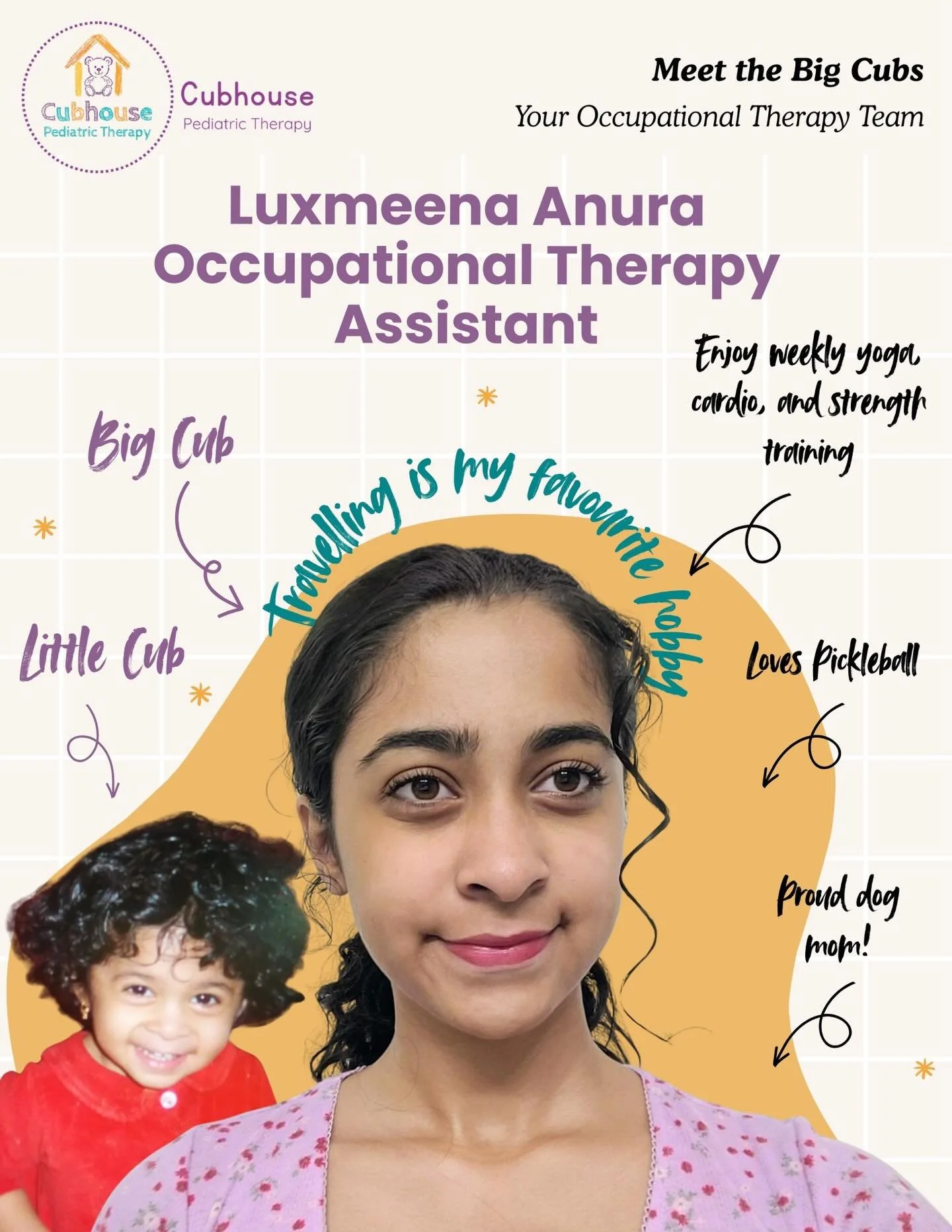 ✨ Meet the Big Cubs ✨

Say hello to Lux, OTA &mdash; one of our Occupational Therapy Assistants at Cubhouse Pediatric Therapy 💛

Lux has over three years of experience supporting neurodivergent children in therapeutic, educational, behavioural, and 