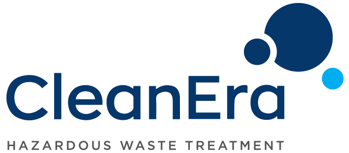 CleanEra logo with stylized bubbles and the tagline 'Hazardous Waste Treatment'.