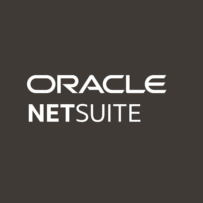 Oracle NetSuite logo on a dark background.