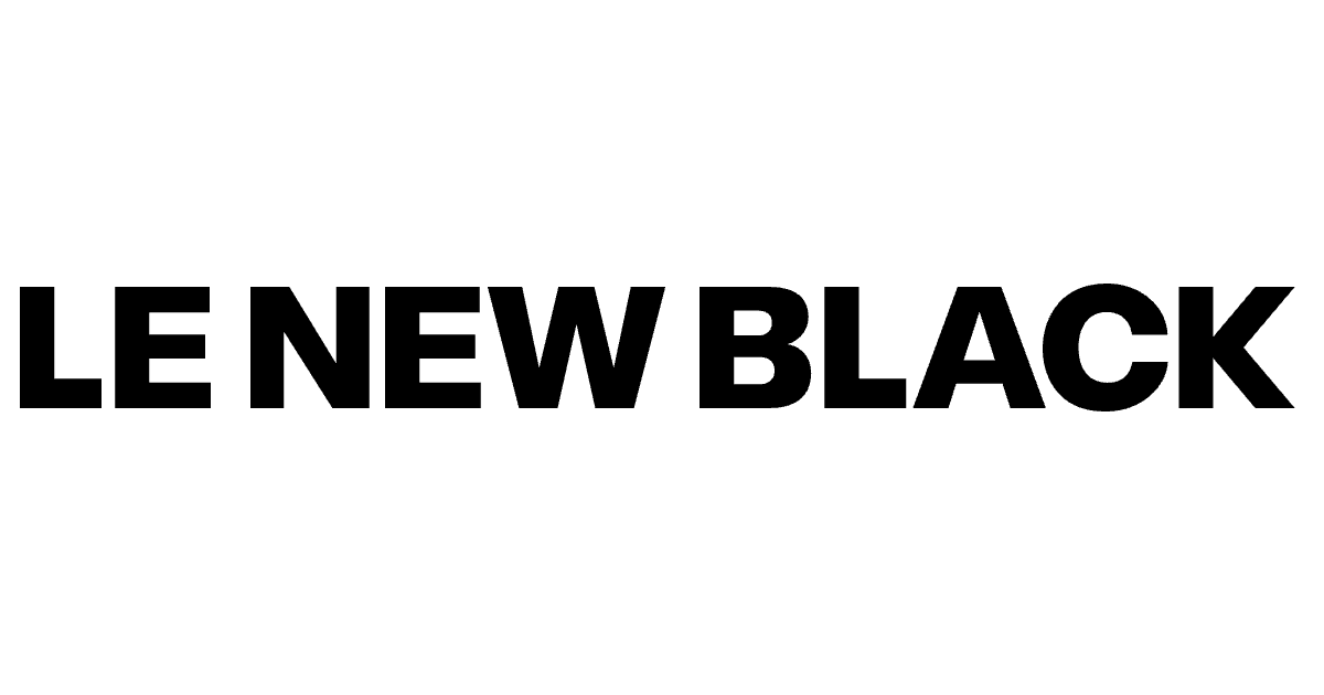 Text that reads 'LE NEW BLACK' in bold black letters on a white background.