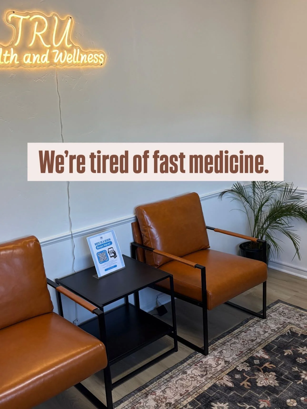 We&rsquo;re not interested in rushed appointments and surface level care.

You shouldn&rsquo;t have to sit in a waiting room for an hour just to get five minutes with someone who barely looks up from a screen.

Your health is not a checkbox.
It&rsquo
