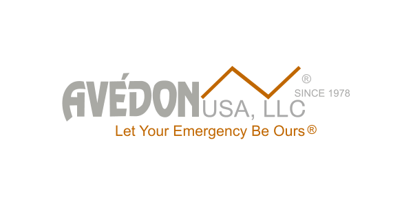 A logos for Avedon USA LLC with the tagline "Let Your Emergency Be Ours." The logo features a line graph with an upward trend.