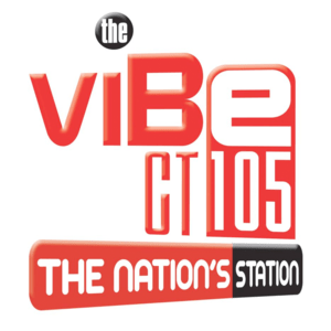 Logo for 105.1 The Vibe, a radio station with the tagline 'The Nation's Station'