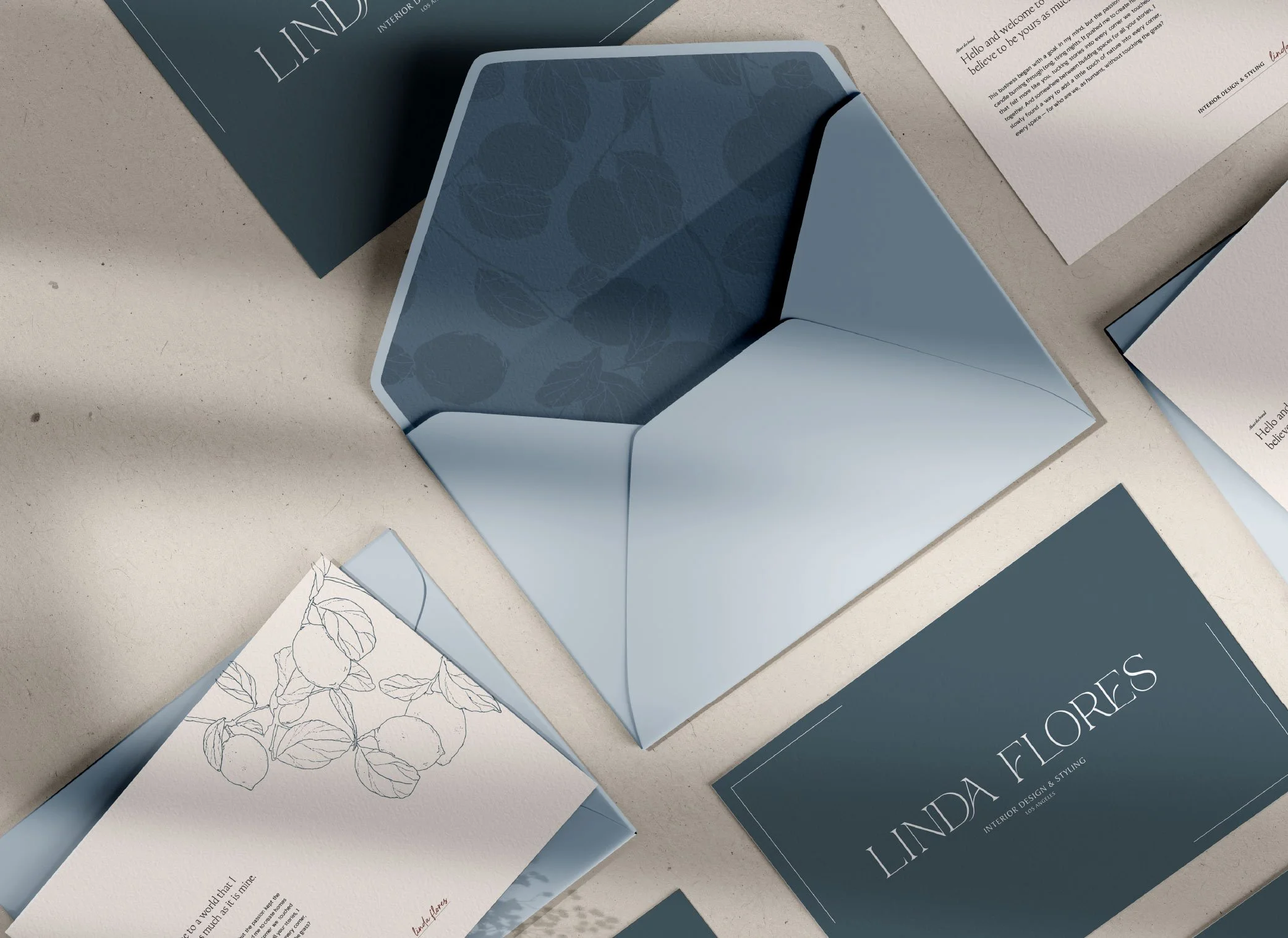 Luxury branding and pattern design for a Los Angeles based interior designer and stylist.