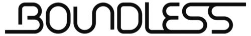 Logo of traditional, rounded font spelling 'BOUNDLESS' in black.