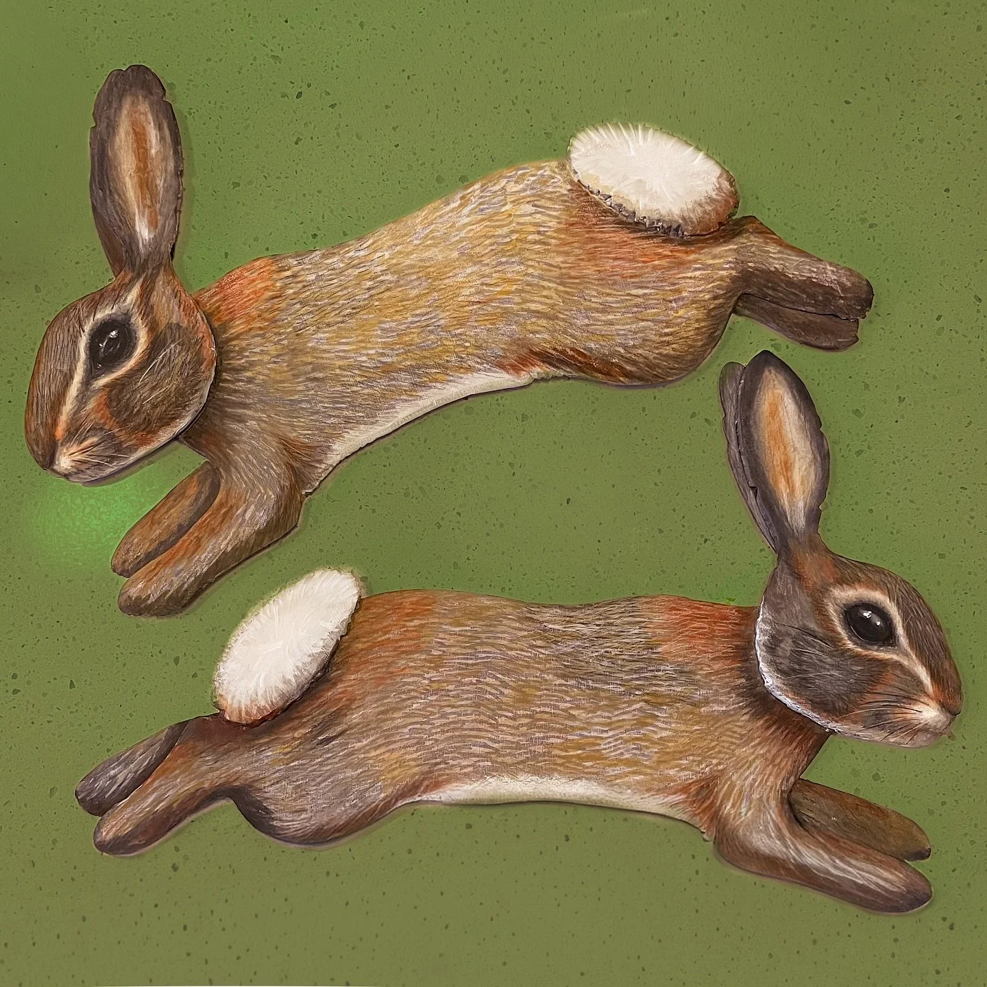 Have you ever seen bunnies play this hop over game? When @artbymerrilee asked me to make some cutout animal paintings for @asla_art_merrilee Gallery at @williedicksfstkalama I immediately thought, &ldquo;good! I can make those bunnies!&rdquo; These g