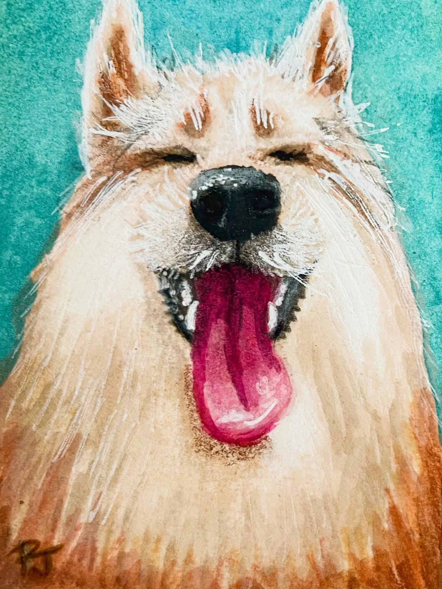 Is there anything more heart-explodingly cute than a dog smiling so big they can&rsquo;t see? I think not. I&rsquo;ve done a small run of tiny watercolor portraits of furry creatures, can&rsquo;t wait to show you all of them. You might die of cutenes