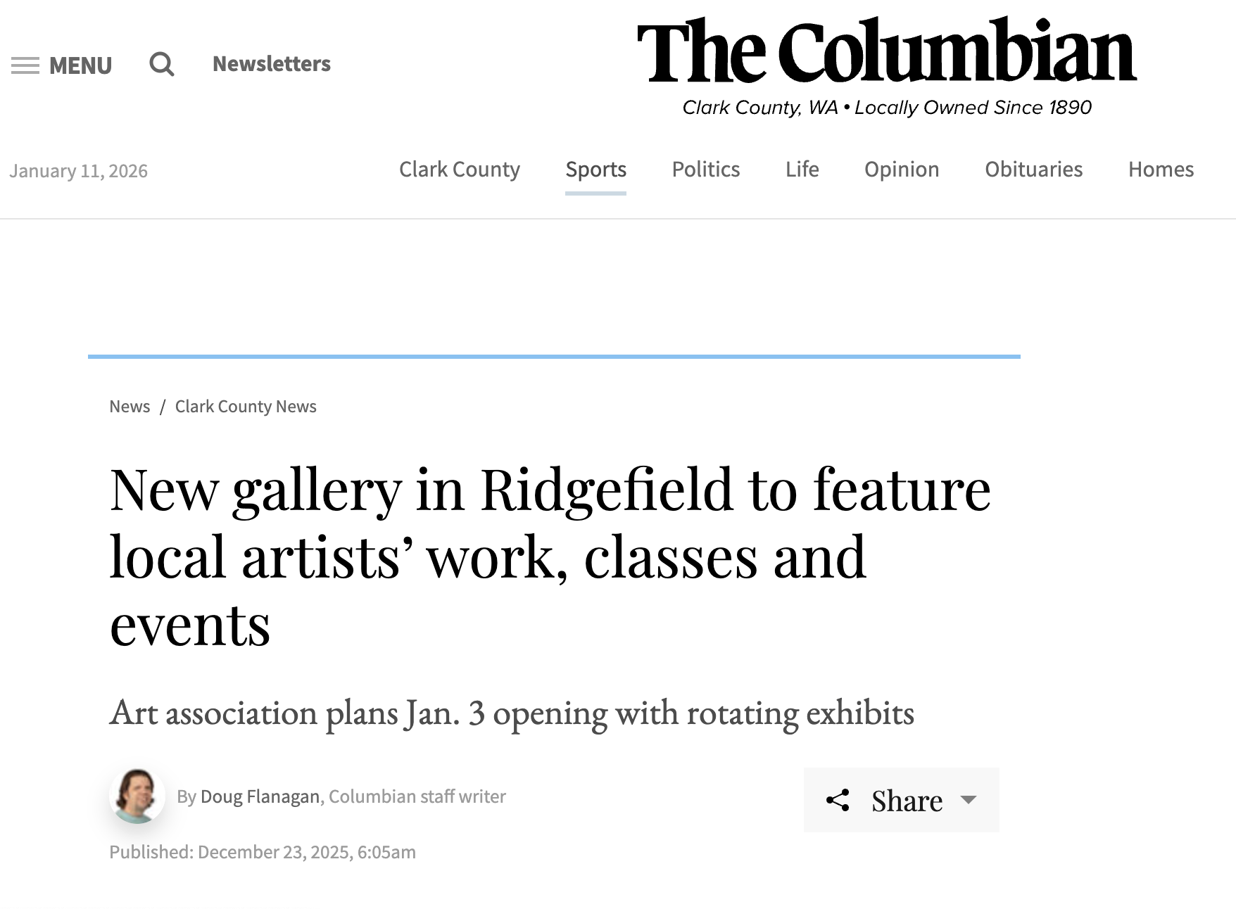 Columbian Article on Gallery Opening
