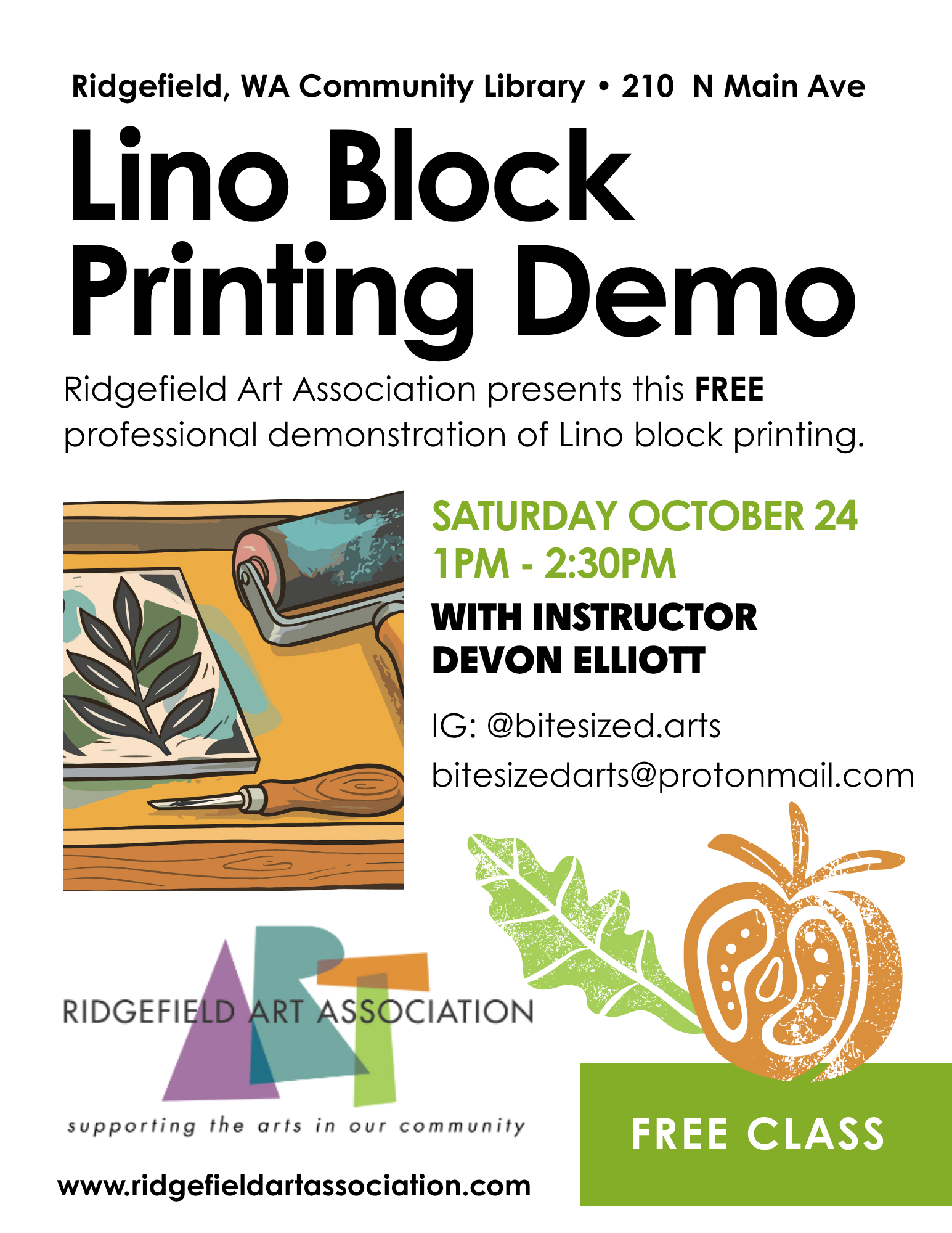 FREE Lino Block Printing Class with Devon Elliott