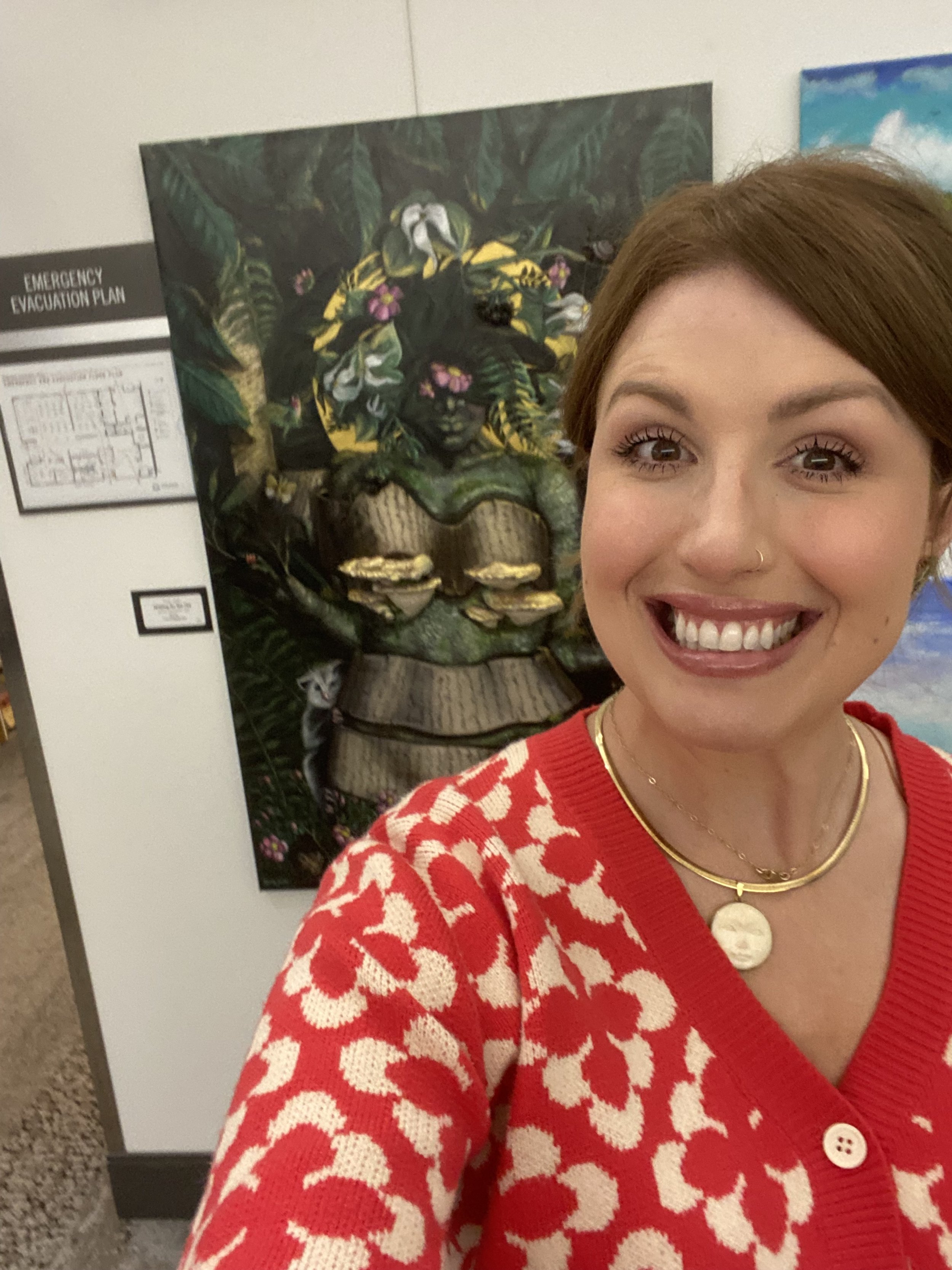 Rose Jubb Artist with Tree Painting