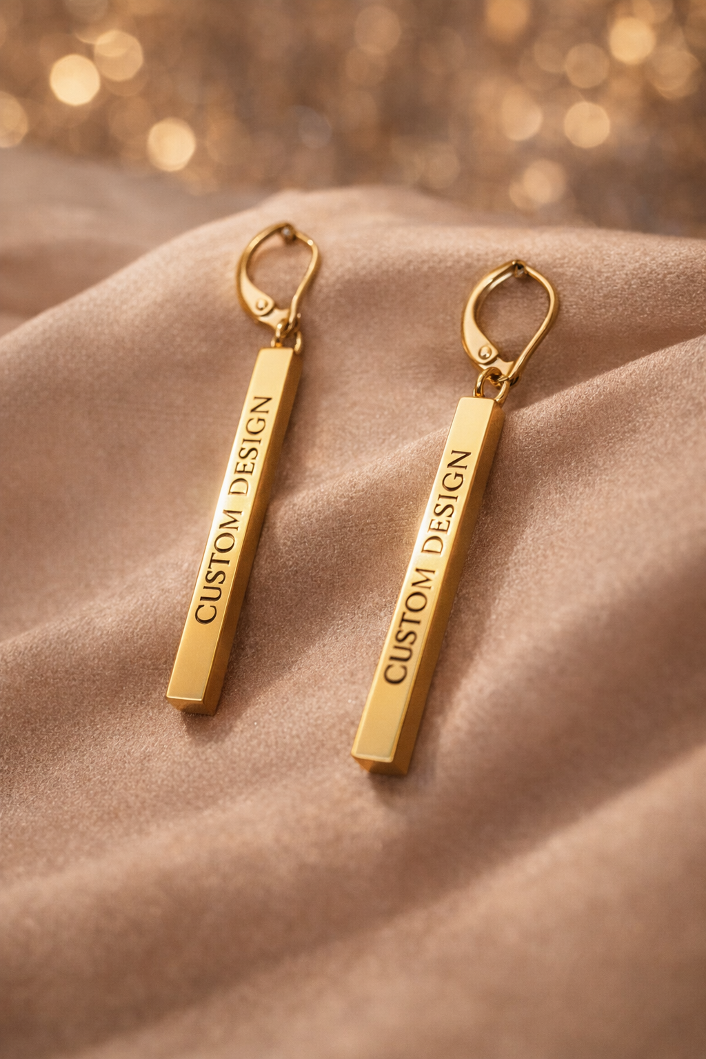 Custom Engraved Vertical Bar Earrings