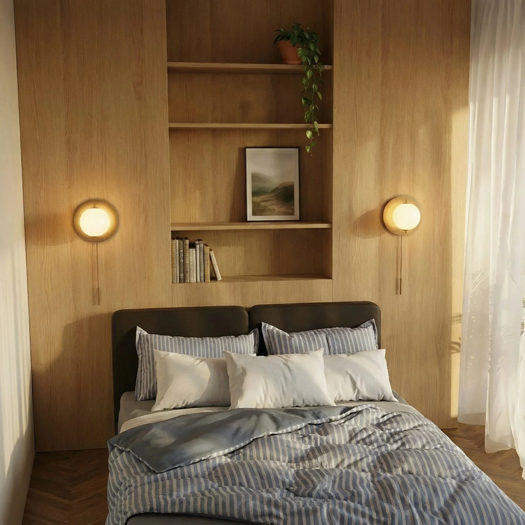 Concept for a 35 m² studio in Prenzlauer Berg, where the chimney wall in the corner becomes a focal point and anchors the sleeping area.