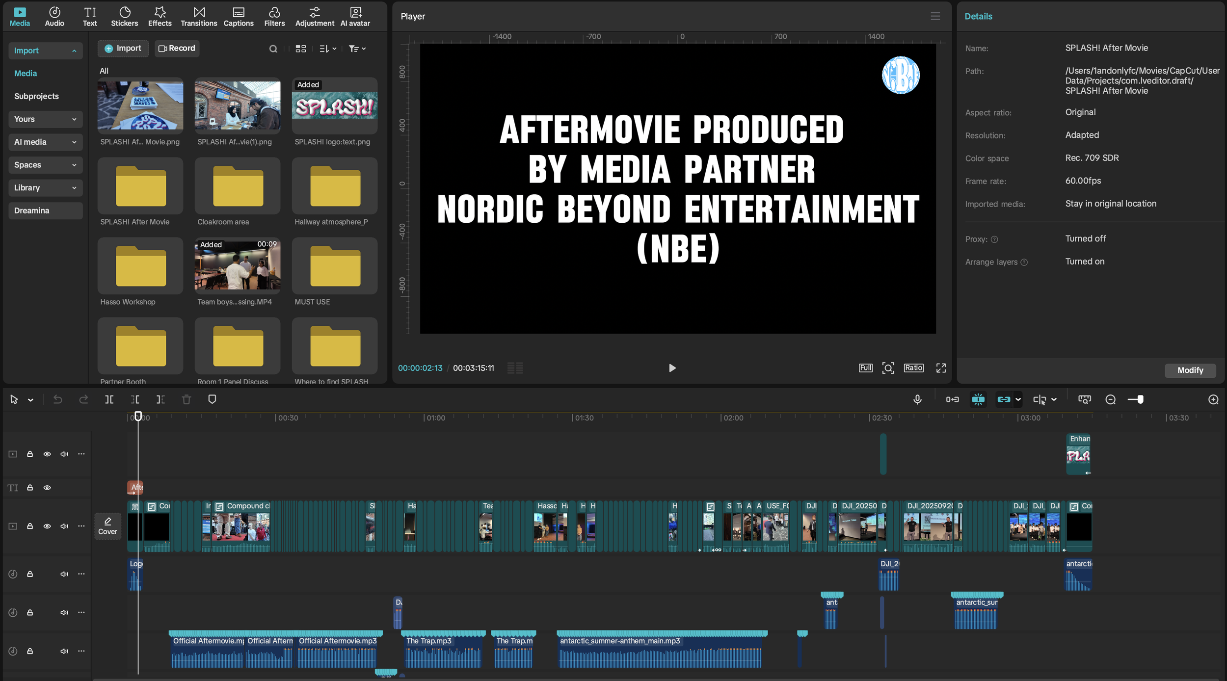 Nordic Beyond Entertainment media partnerina yhteistyössä SPLASH! forumin kanssa. Kuvassa After Movie -video, jota videoeditoidaan CapCutilla.