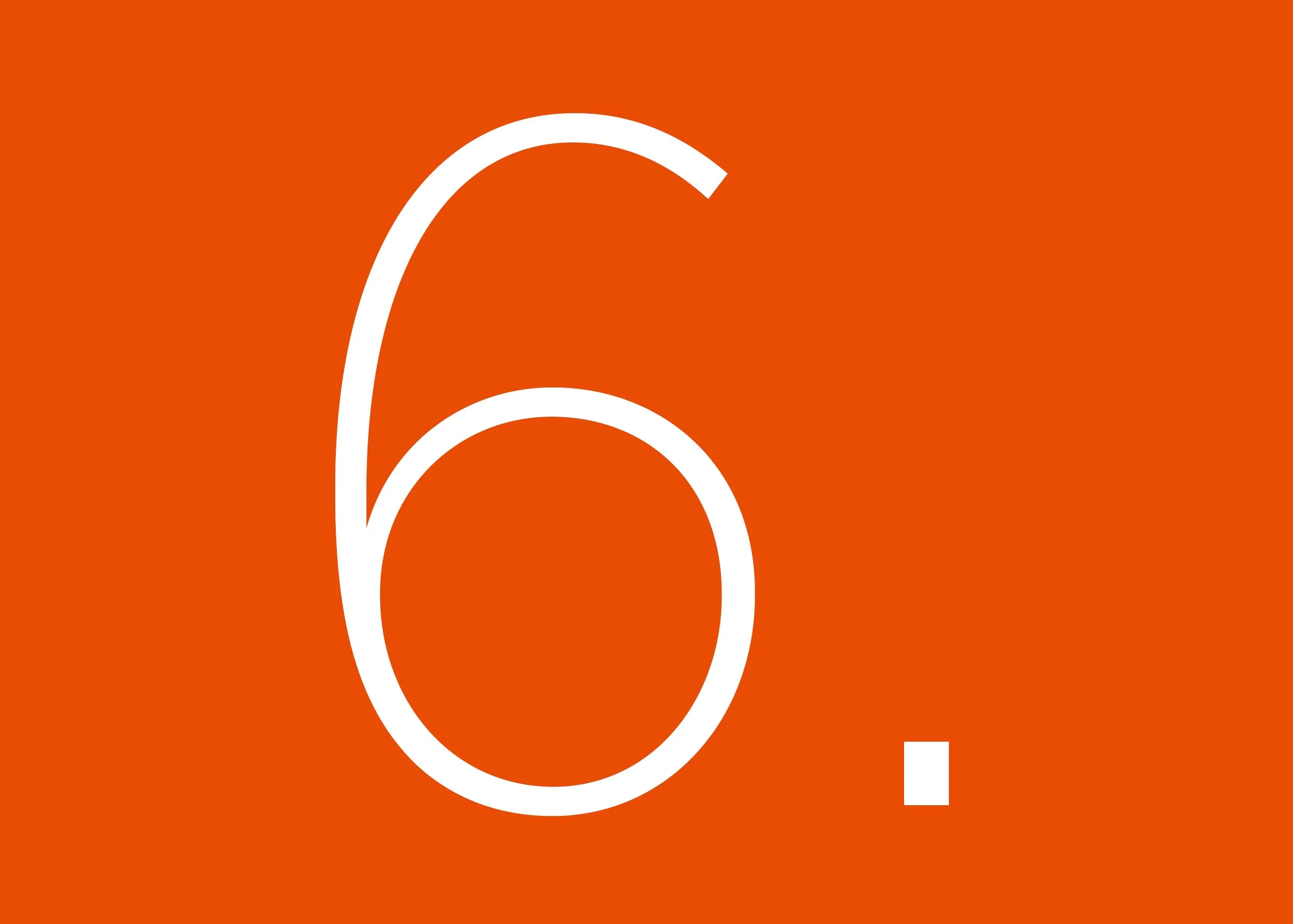 Das Bild zeigt einen orangen Hintergrund mit weißen, stilisierten numerical Darstellungen, die die Zahlen 6 und 4 darstellen.