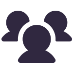 Icon of three people, representing community.
