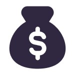 Icon of a money bag with a dollar sign.
