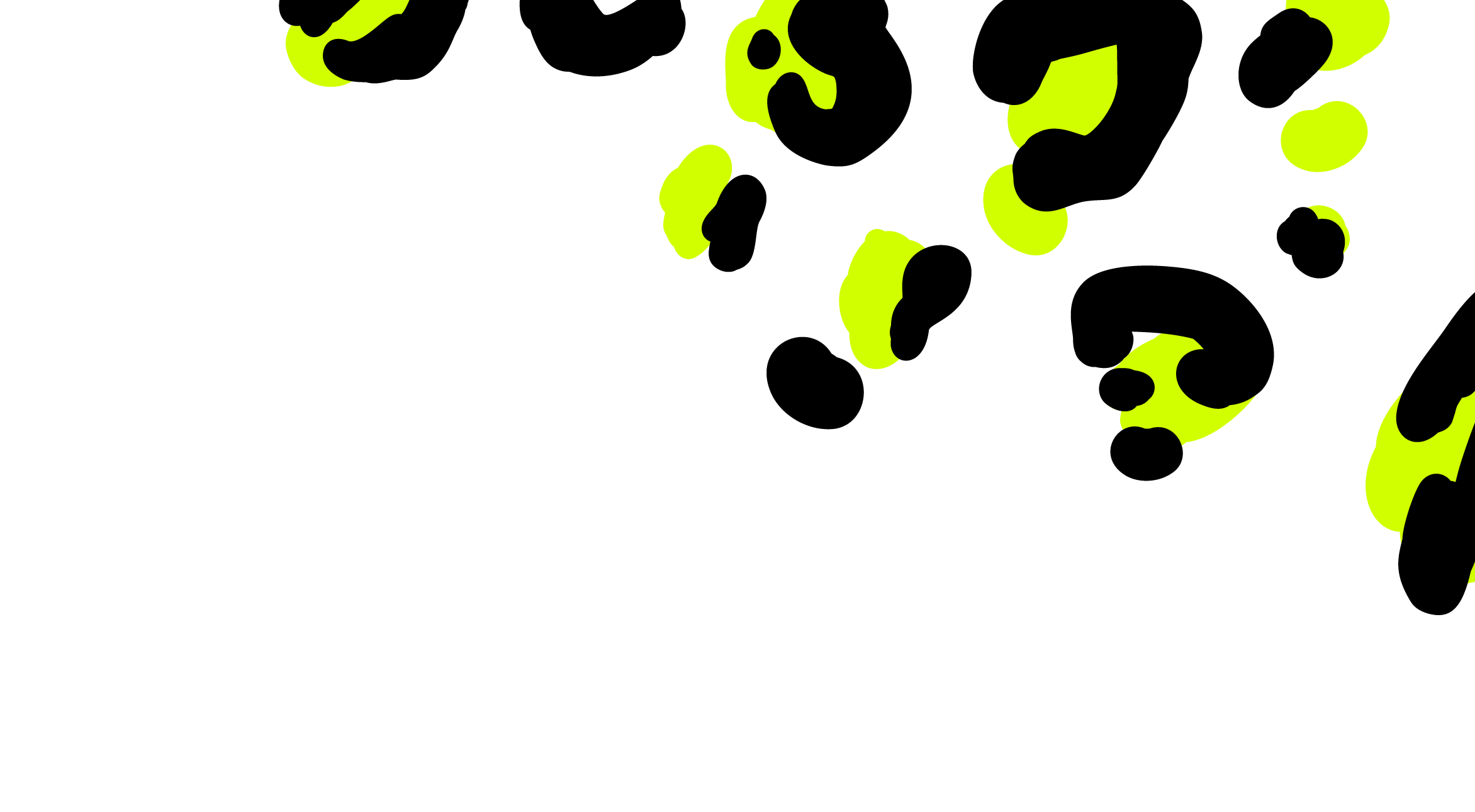 Outline of a leopard print with black and yellow-green patterns.