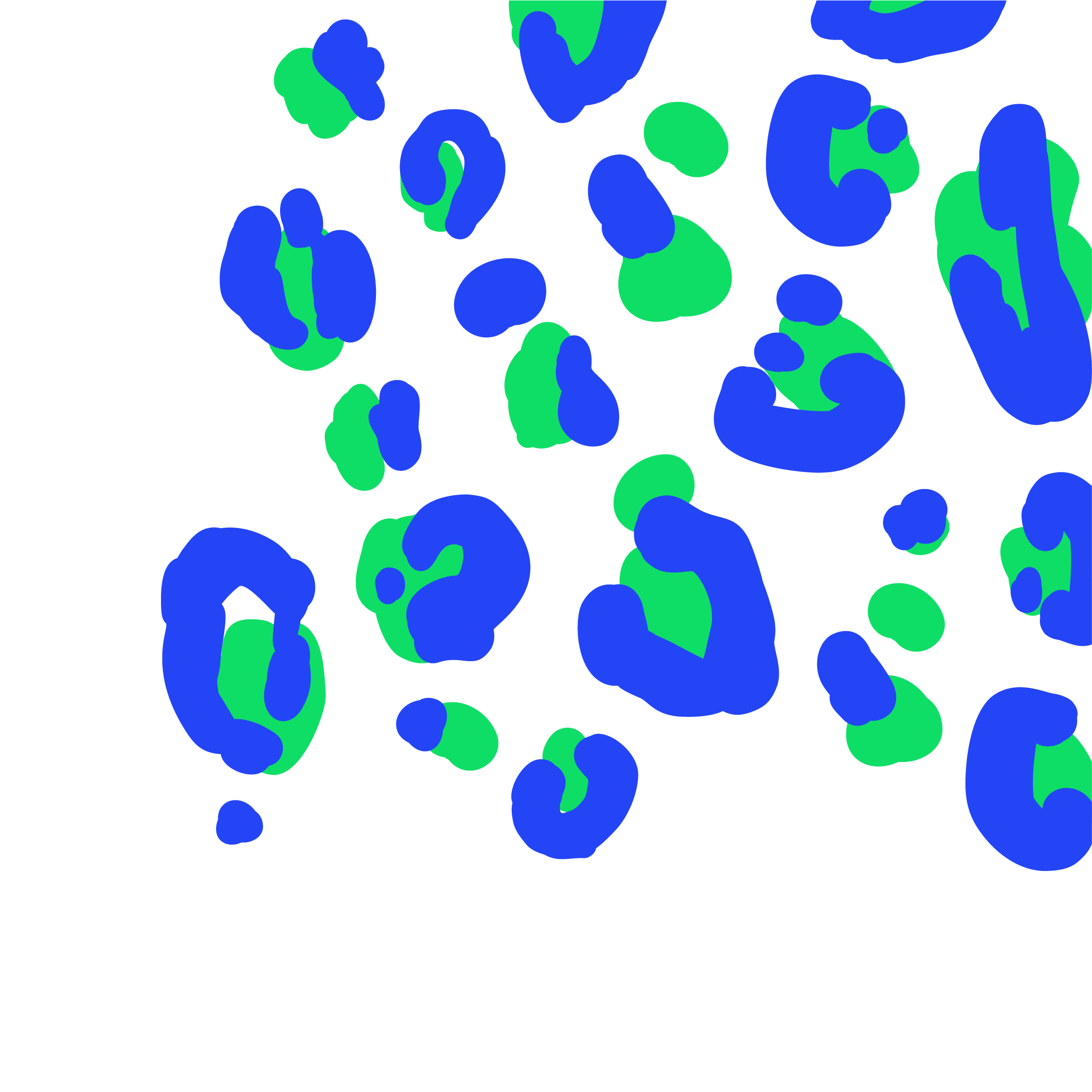 Abstract pattern of irregular blue and green leopard print on a black background.