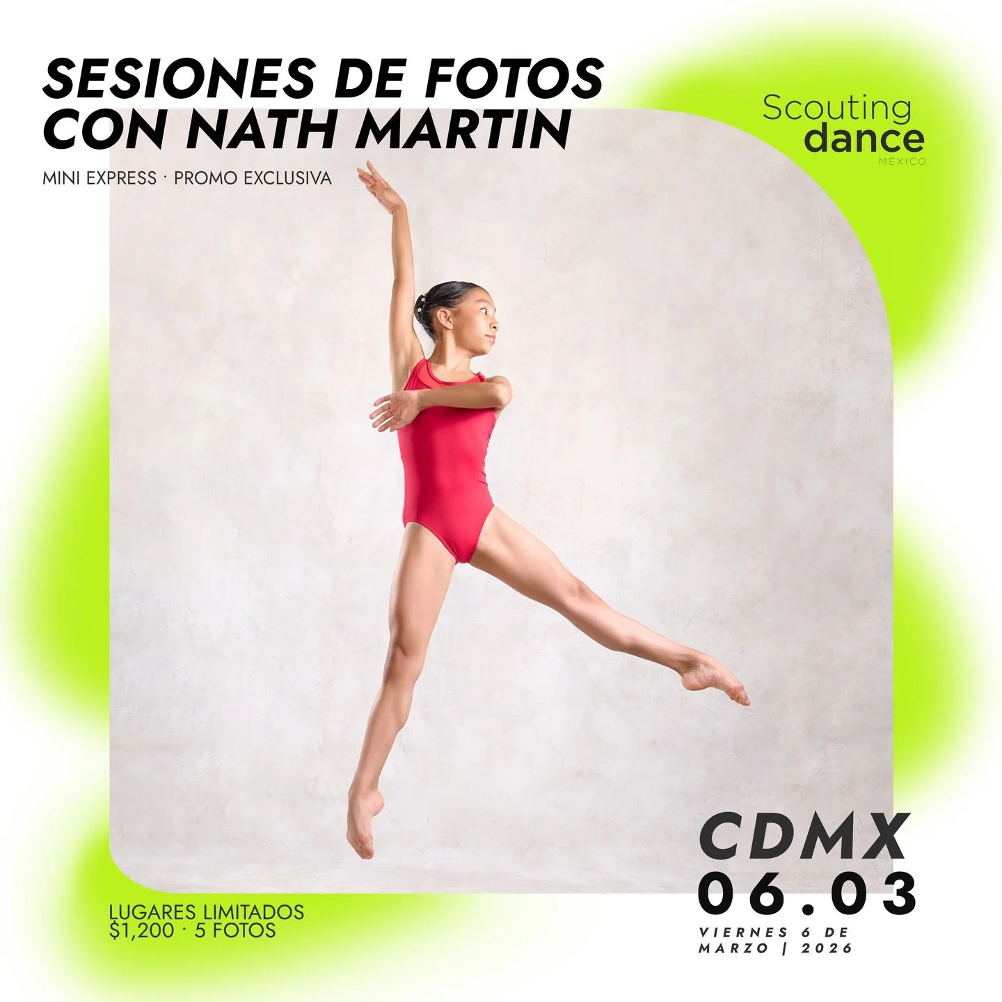 ✨ Scouting Dance 2026 &mdash; Promo exclusiva 💚

Bailarin@s, esta es una oportunidad pensada especialmente para ustedes.
Si necesitan fotograf&iacute;as profesionales para audiciones, portafolio o redes sociales, estas sesiones est&aacute;n pensadas