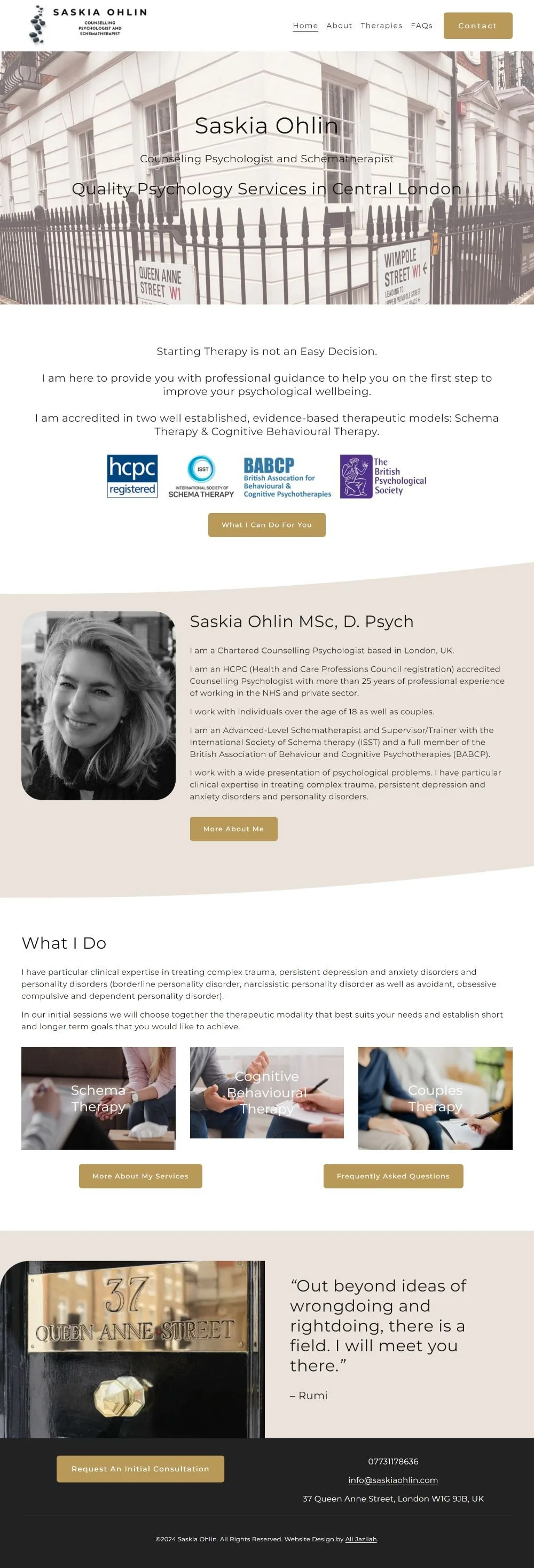 Saskia Ohlin, Counselling Psychologist