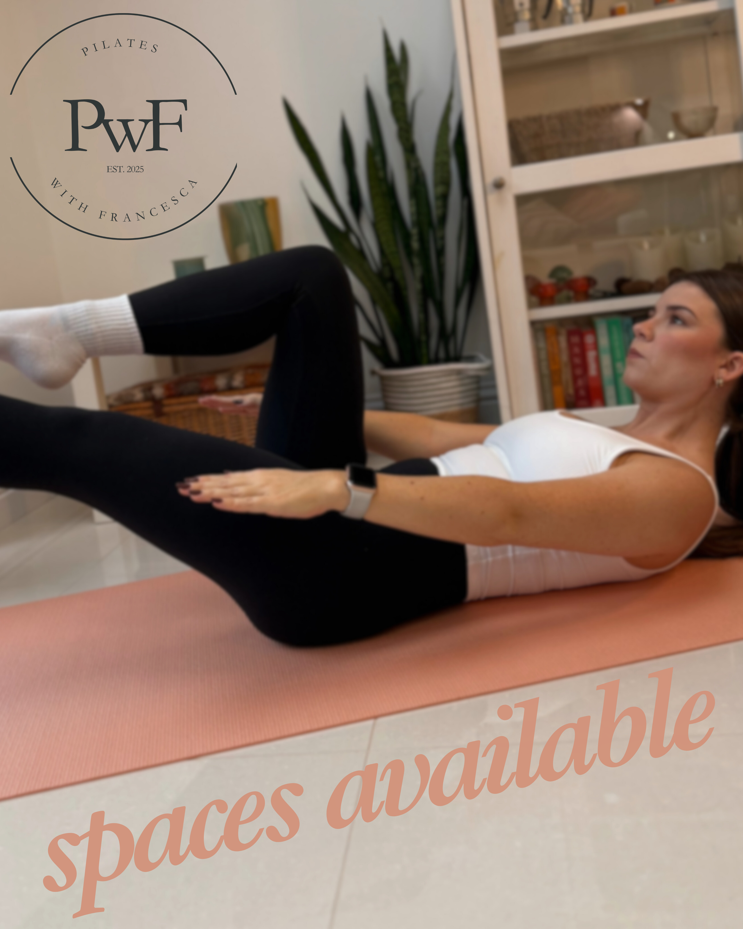 pwf image woman on mat with caption 'space available'