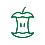 Ett äppelskrutt i mörkgrönt.