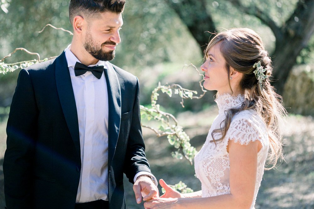Romantic couple portrait at Château de la Baronnie wedding in France