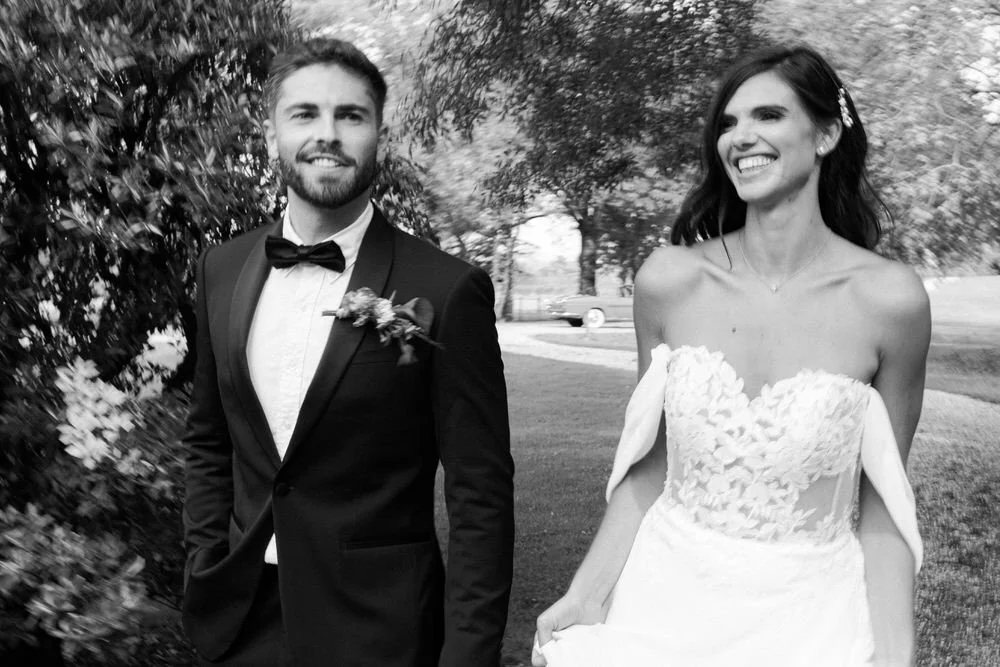 Romantic couple portrait at a French château wedding