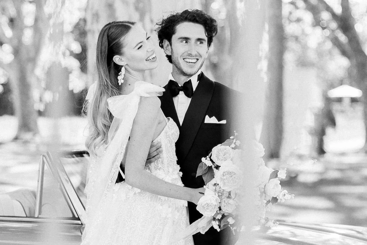 bride and groom at Château de Fonscolombe during a destination wedding in Provence, France