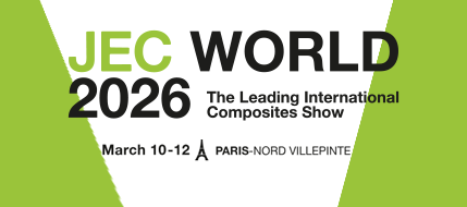 JEC WORLD 2026 logo with event details, including dates March 10-12, 2026, and location Paris-Nord Villepinte, on a white and green background.