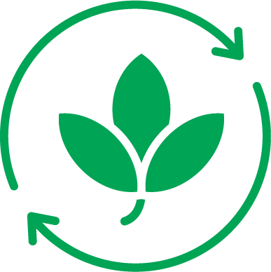 Eco-friendly recycling symbol with a plant in the center