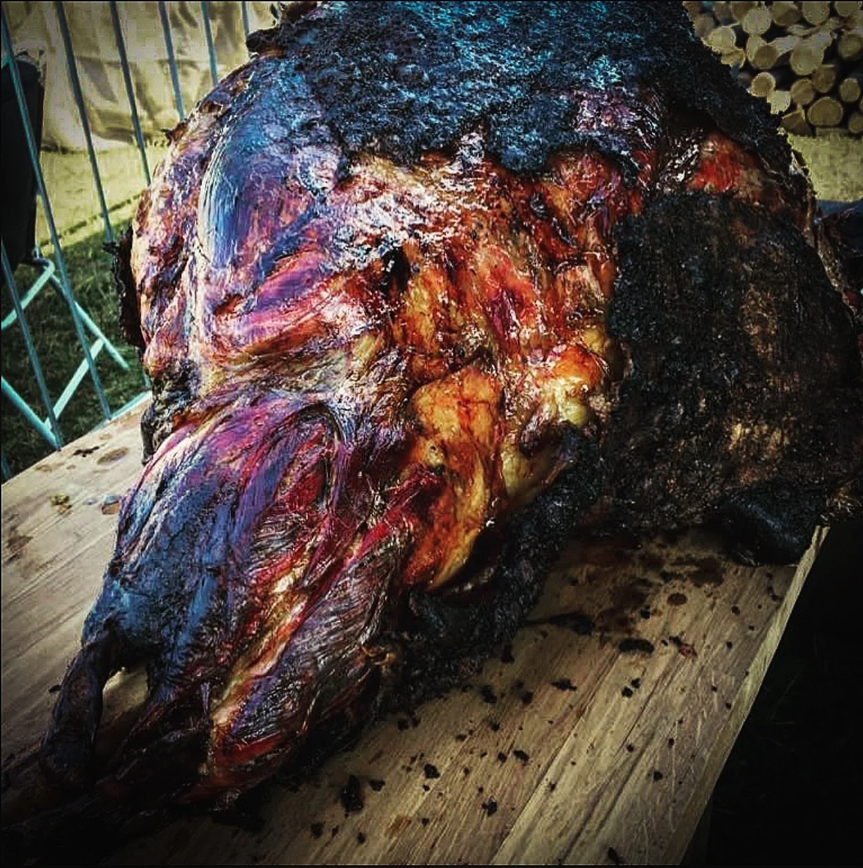 🔥 12 HOURS. ONE 65KG COW LEG. ALL FIRE. 🔥

This was one of those cooks that reminds me exactly why I live for this. A whole 65-kilo cow leg &mdash; bone in, beast mode, pure primal theatre &mdash; hung over live flames and smoked for half a day unt