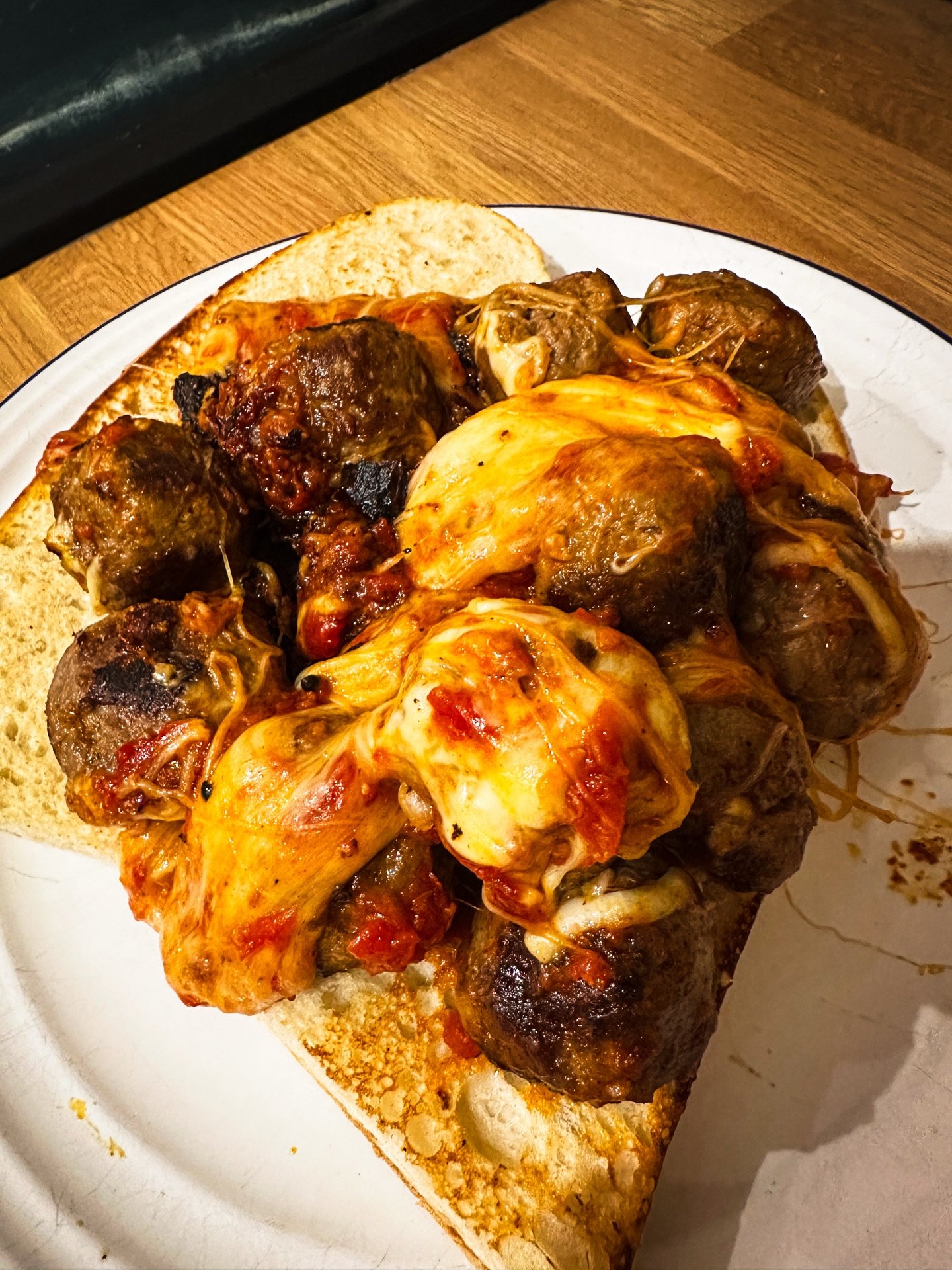 The Wild Man Meatball Sub &mdash; no shortcuts, no nonsense.
Hand-rolled meatballs, slow-simmered in a rich, fire-kissed marinara, stacked deep into a toasted sub and buried under molten mozzarella.

It&rsquo;s messy, it&rsquo;s savage, and it hits l