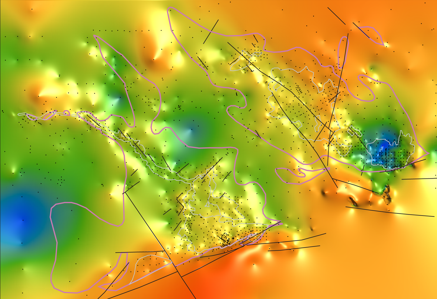 Subsurface model of the black matrix breccia at Lisheen mine, Ireland, illustrating elevation and faulting.