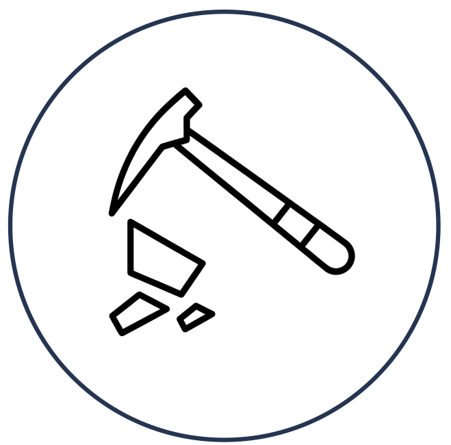 Geology rock hammer breaking rocks