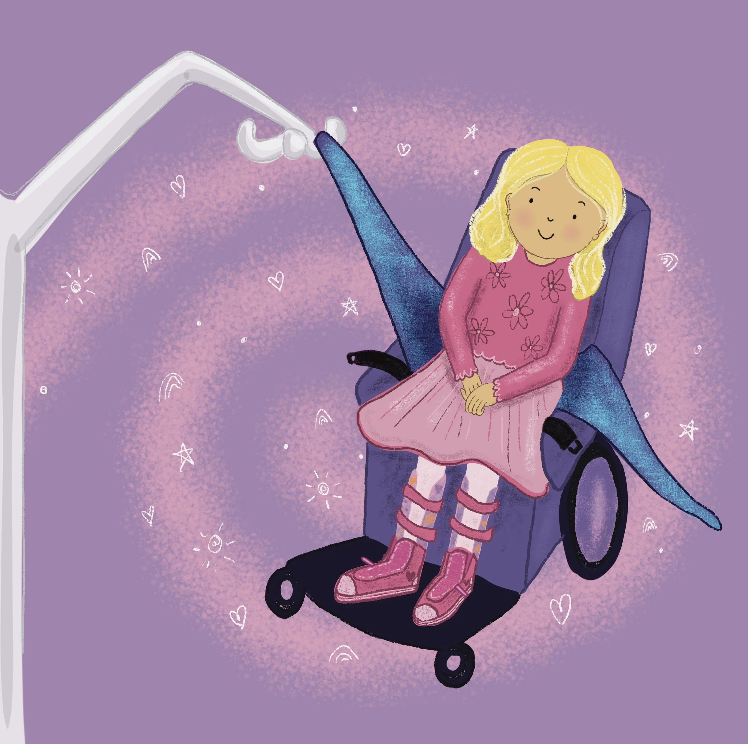 Illustration child using a wheelchair