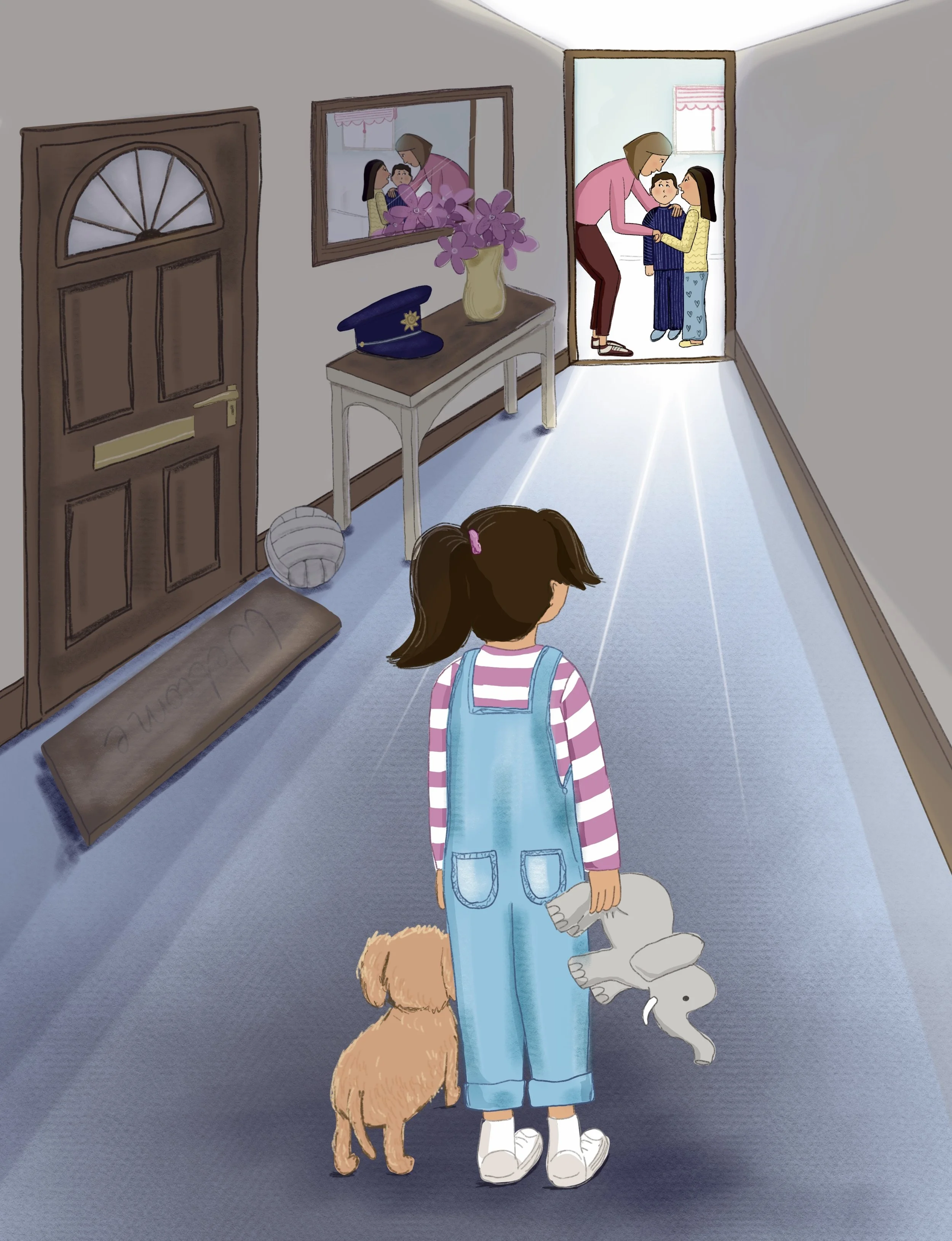 Picture book illustration, grief, sudden loss of a parent
