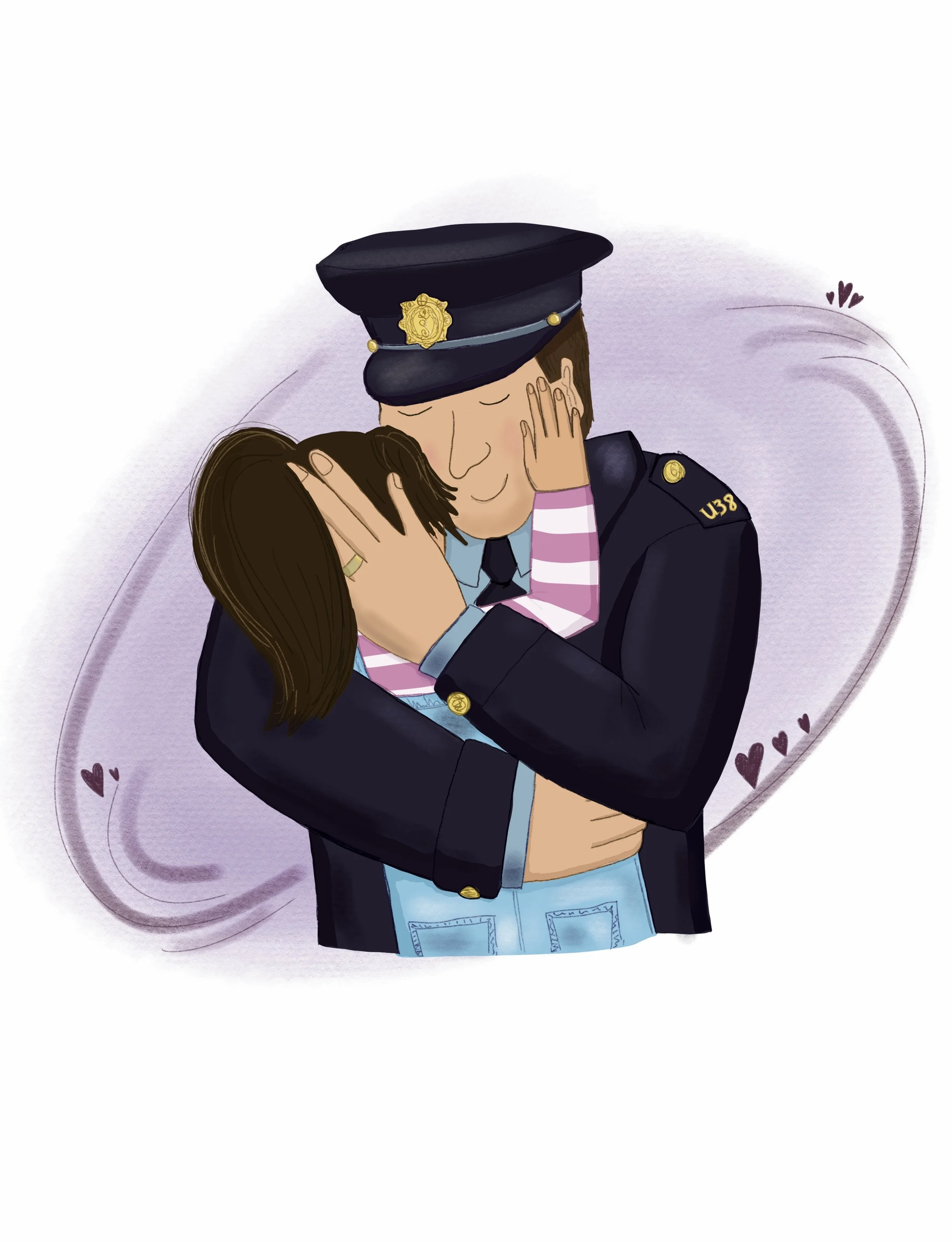 Picture book illustration girl daughter hugging dad father
