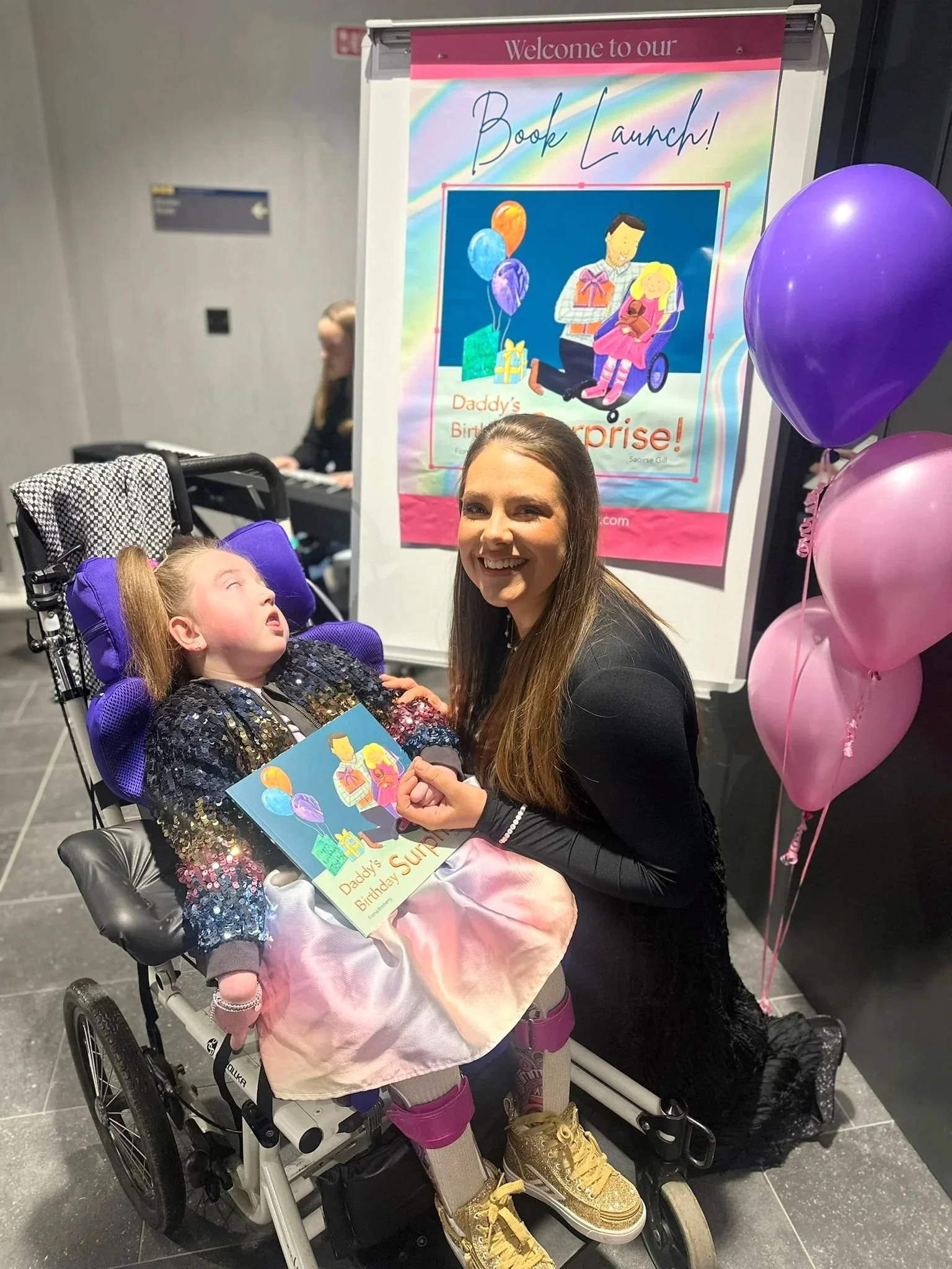 Fiona Breheny Saoirse Gill Daddy's Birthday Surprise Picture Book Inclusion Additional needs wheelchair child feeding tube non-verbal communication