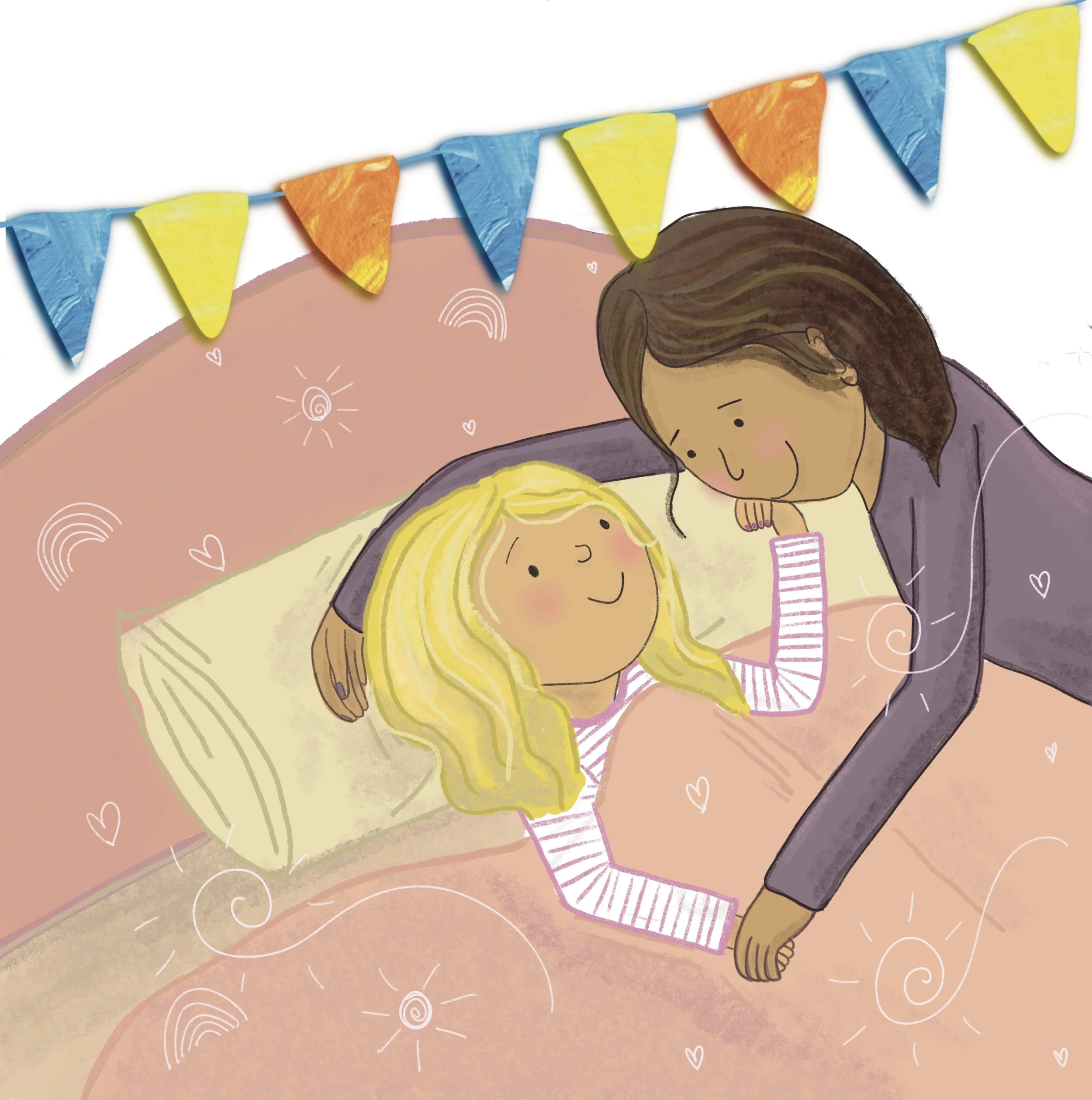 Picture book illustration child and mother