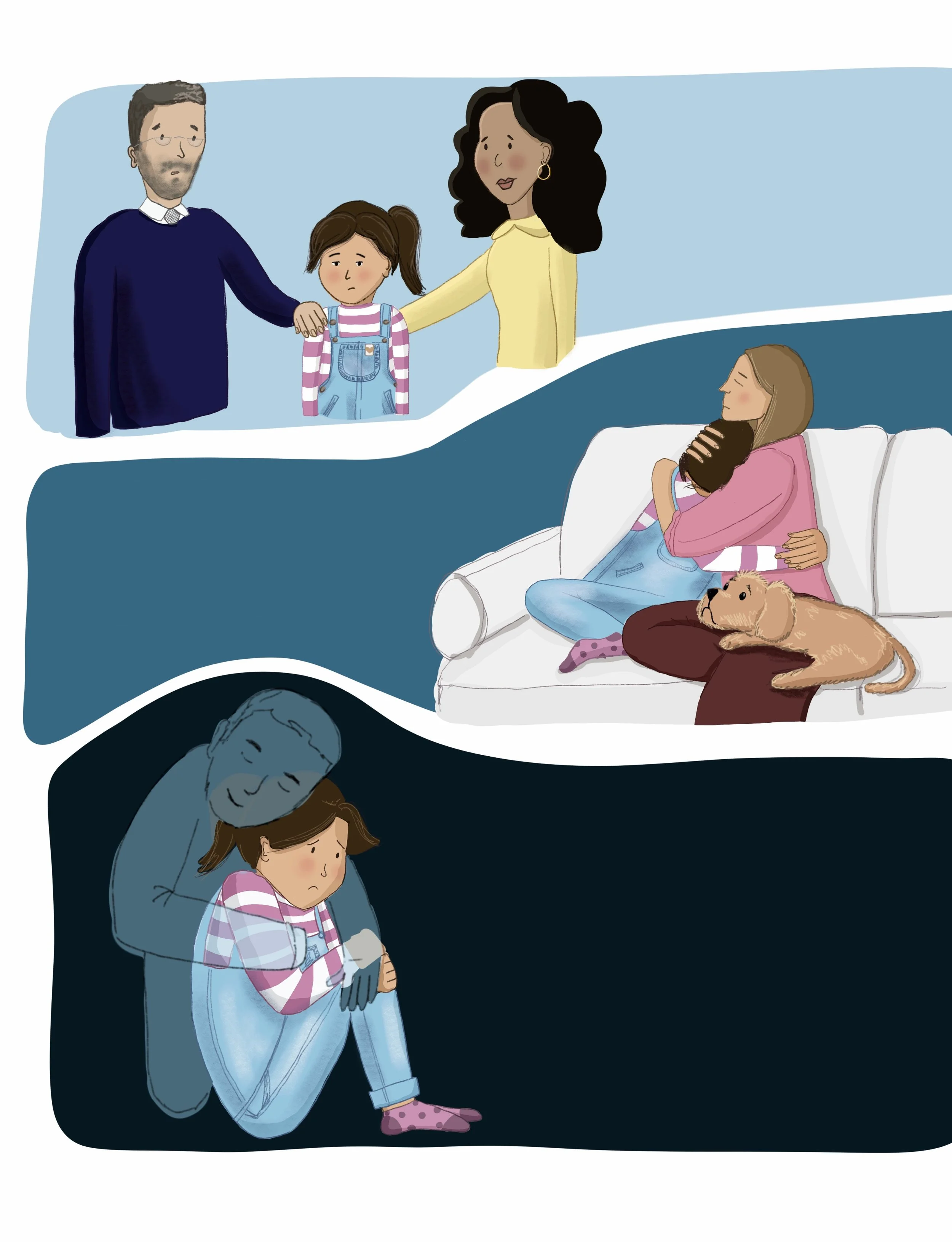 Illustration sadness, family support