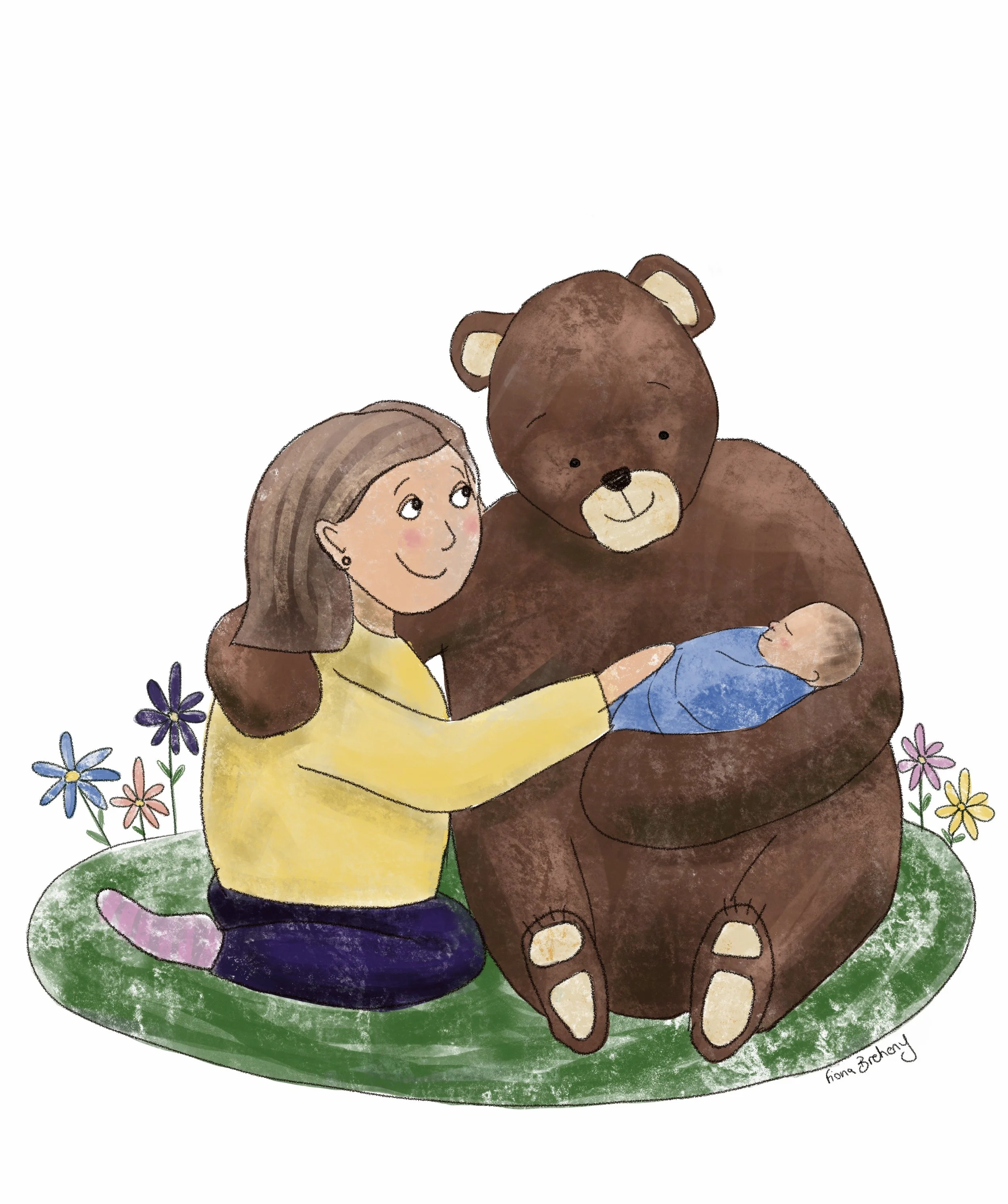 Illustration new baby bear new mom