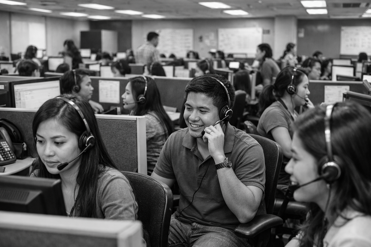Filipino IT professional providing remote helpdesk support to international client with traditional Filipino values displayed as cultural touchstones